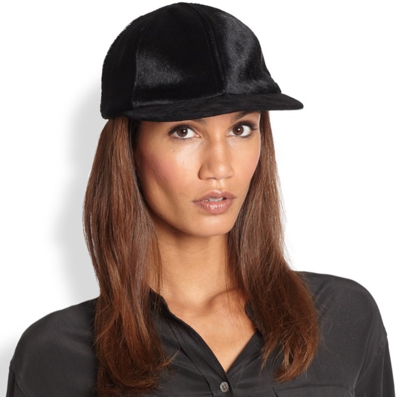 Eugenia Kim Darien Suede Calf Hair Baseball Cap - Picture 1 of 9
